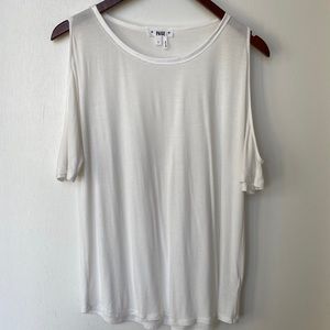 Paige Cold Shoulder White T-Shirt Tee Small